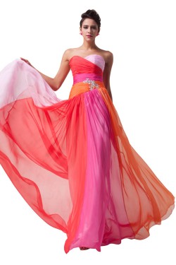 A-Line Sweetheart Long Chiffon Prom Evening Formal Dresses ED011673
