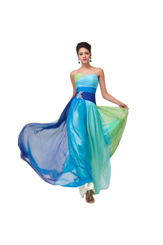 A-Line Sweetheart Long Chiffon Prom Evening Formal Dresses ED011673