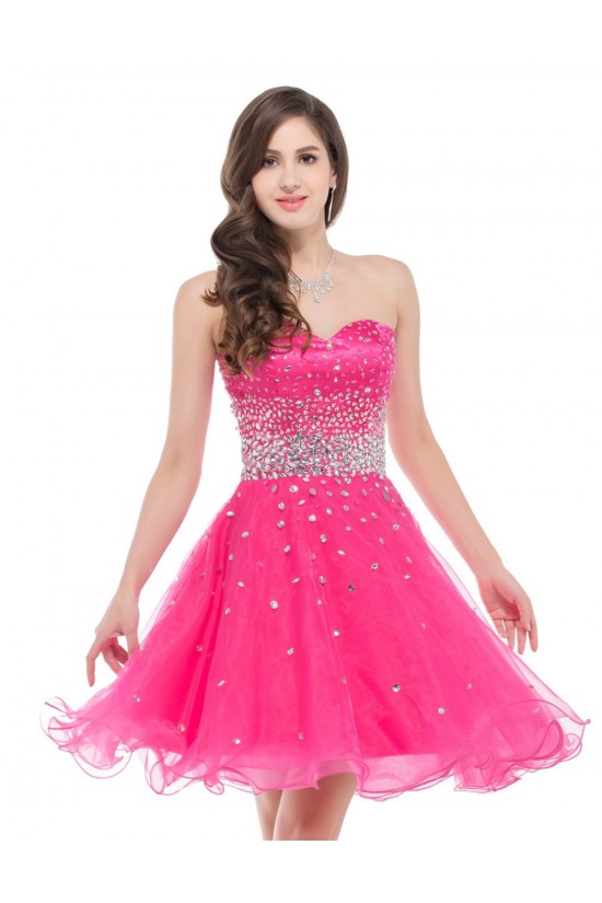 A-Line Sweetheart Beaded Short Prom Evening Cocktail Dresses ED011674