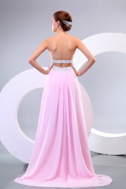 Empire Long Pink Chiffon Beaded Prom Evening Formal Party Dresses/Maternity Evening Dresses ED010168