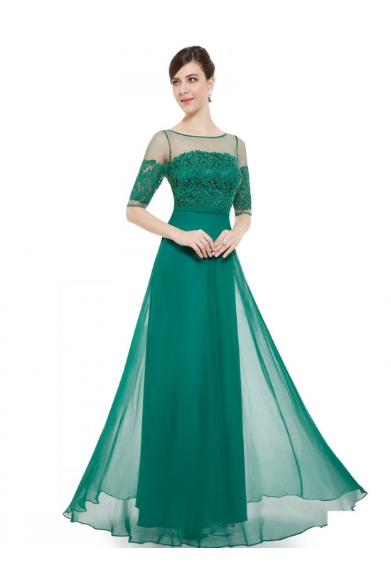 A-Line Half Sleeve Lace and Chiffon Prom Evening Formal Mother of the Bride Dresses ED011680