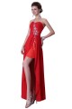 High Low Sweetheart Short Red Beaded Chiffon Prom Evening Bridesmaid Dresses ED011681
