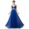 A-Line V-Neck Beaded Long Blue Chiffon Prom Evening Formal Dresses ED011682