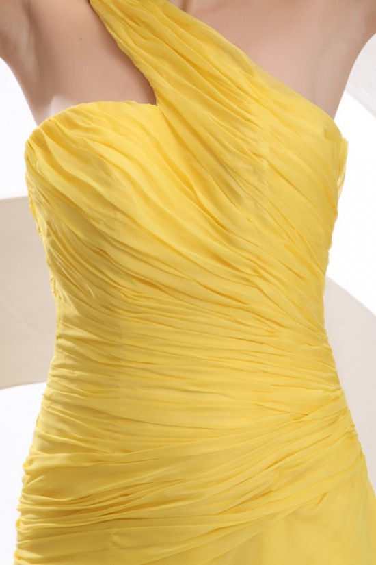 One-Shoulder Long Yellow Chiffon Prom Evening Formal Party Dresses ED010172 One-Shoulder Long Yellow Chiffon Prom Evening Formal Party Dresses ED010172