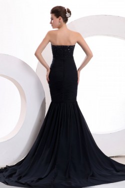 Trumpet/Mermaid Sweetheart Beaded Long Black Prom Evening Formal Party Dresses ED010175