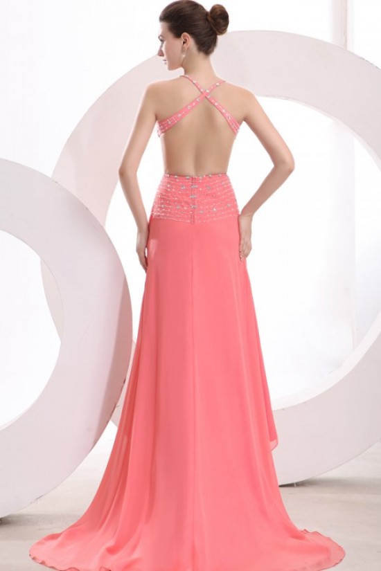 High Low Pink Chiffon Beaded Prom Evening Formal Party Dresses ED010177 High Low Pink Chiffon Beaded Prom Evening Formal Party Dresses ED010177