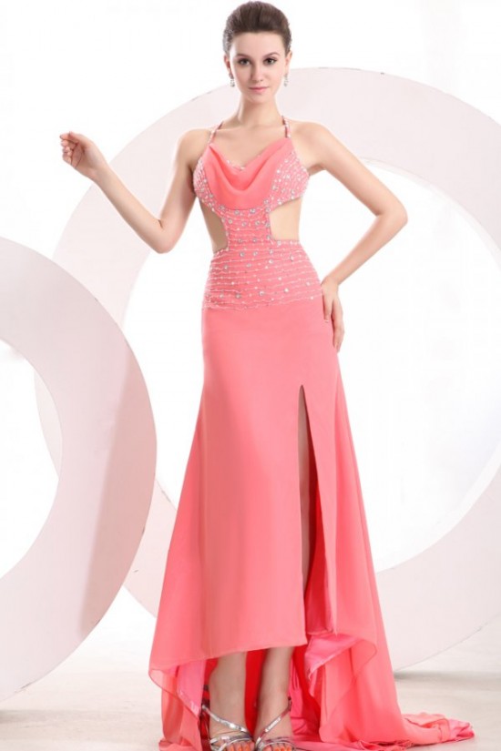 High Low Pink Chiffon Beaded Prom Evening Formal Party Dresses ED010177 High Low Pink Chiffon Beaded Prom Evening Formal Party Dresses ED010177