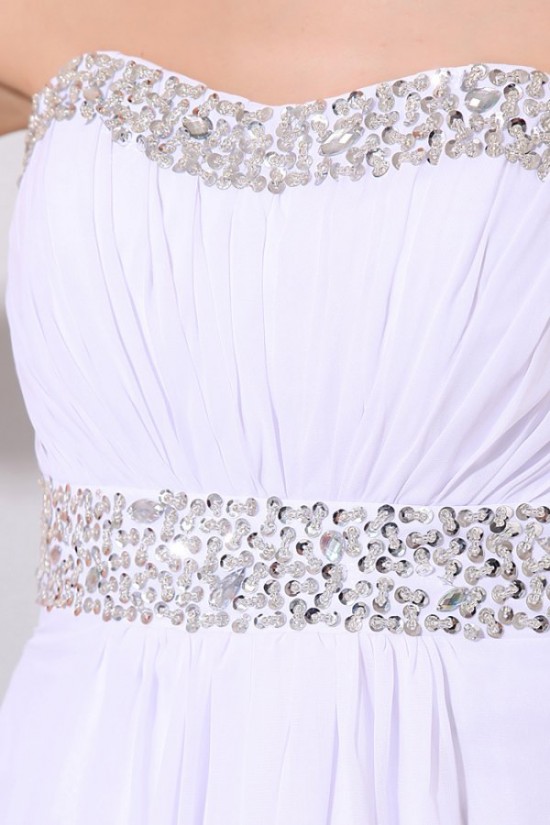 Empire Long White Chiffon Beaded Prom Evening Formal Party Dresses/Maternity Evening Dresses ED010182