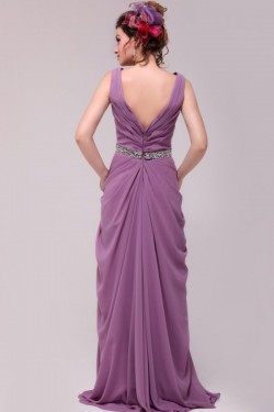 A-Line V-Neck Beaded Long Chiffon Prom Evening Formal Party Dresses ED010185