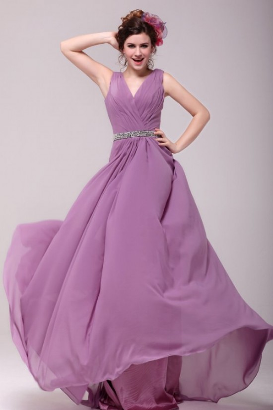 A-Line V-Neck Beaded Long Chiffon Prom Evening Formal Party Dresses ED010185 A-Line V-Neck Beaded Long Chiffon Prom Evening Formal Party Dresses ED010185