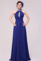 High Neck Halter Beaded Long Blue Chiffon Prom Evening Formal Party Dresses ED010187