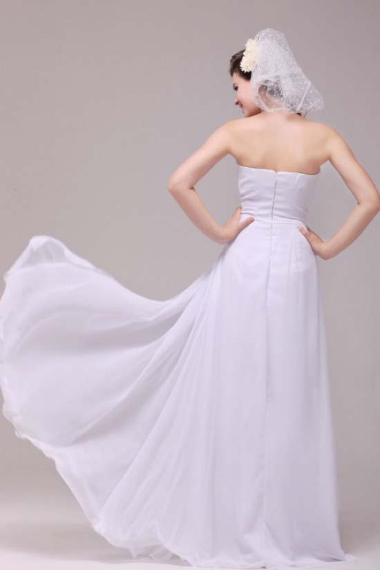 Long White Chiffon Beaded Prom Evening Formal Party Dresses ED010188
