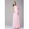 Long Pink One-Shoulder Beaded Chiffon Prom Evening Formal Party Dresses ED010189