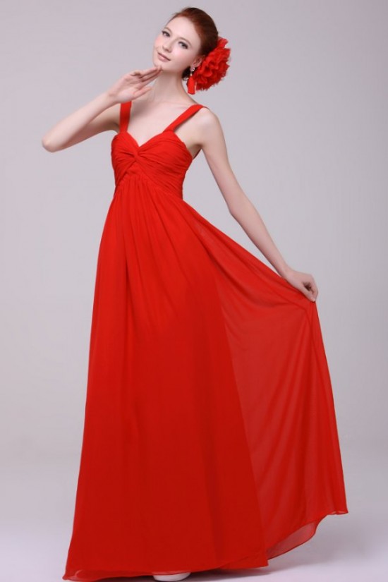 A-Line Long Red Chiffon Prom Evening Formal Party Dresses/Bridesmaid Dresses ED010190