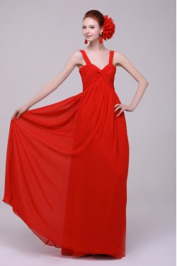A-Line Long Red Chiffon Prom Evening Formal Party Dresses/Bridesmaid Dresses ED010190