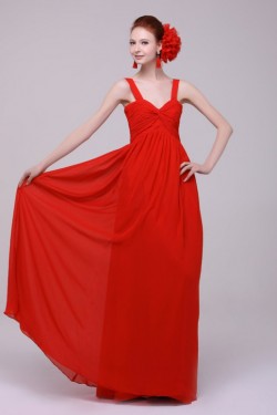 A-Line Long Red Chiffon Prom Evening Formal Party Dresses/Bridesmaid Dresses ED010190