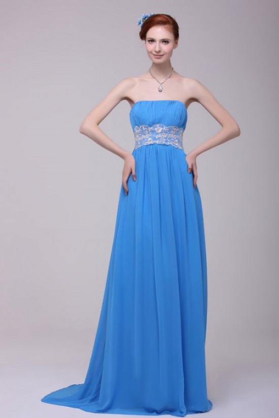 Long Blue Chiffon Prom Evening Formal Party Dresses ED010192