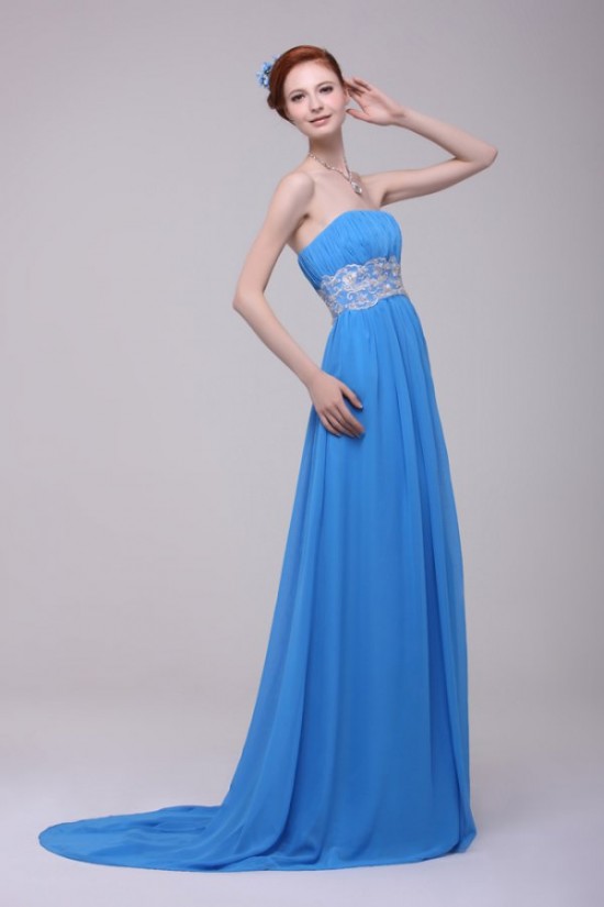 Long Blue Chiffon Prom Evening Formal Party Dresses ED010192