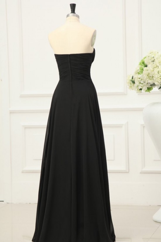 A-Line Sweetheart Long Black Chiffon Prom Evening Formal Party Dresses ED010202