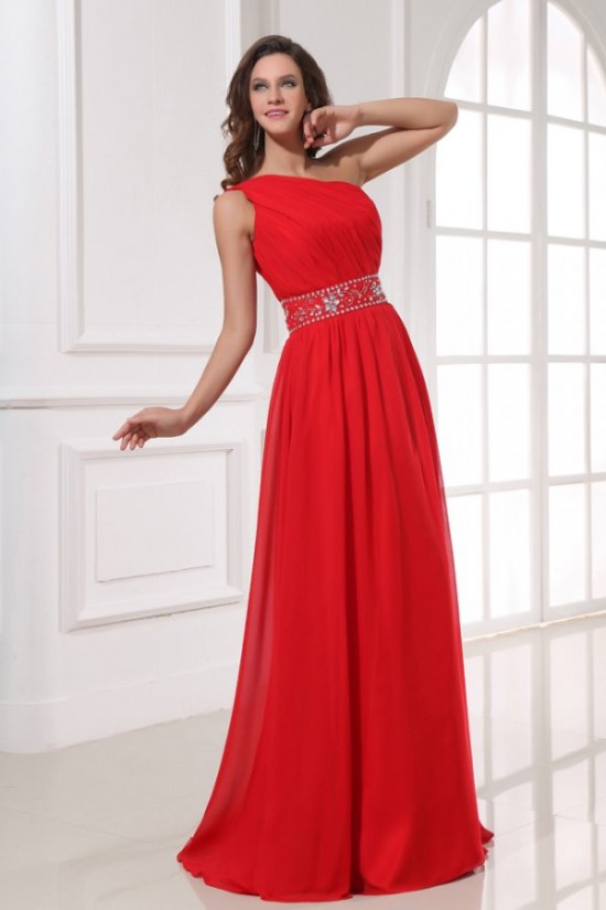 A-Line One-Shoulder Beaded Long Red Chiffon Prom Evening Formal Party Dresses ED010203 A-Line One-Shoulder Beaded Long Red Chiffon Prom Evening Formal Party Dresses ED010203