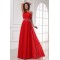 A-Line One-Shoulder Beaded Long Red Chiffon Prom Evening Formal Party Dresses ED010203