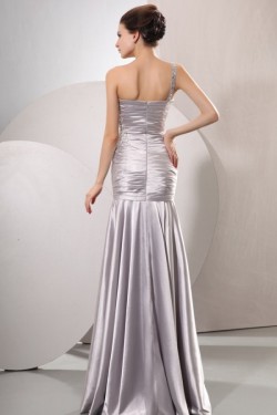 Long Silver Beaded One-Shoulder Prom Evening Formal Party Dresses ED010205