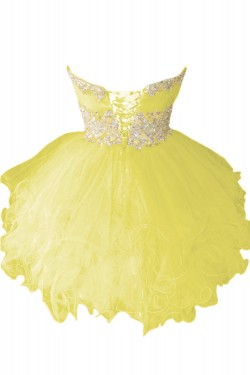 Beaded Strapless Short Yellow Prom Evening Formal Party Dresses ED010218