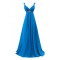 A-Line Beaded Long Blue Chiffon Prom Evening Formal Party Dresses ED010219