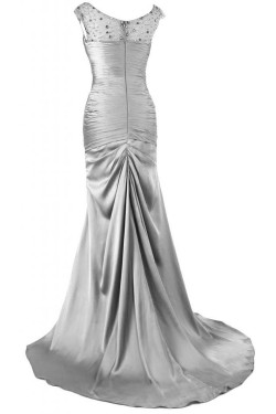 Beaded Long Silver Prom Evening Formal Party Dresses ED010224