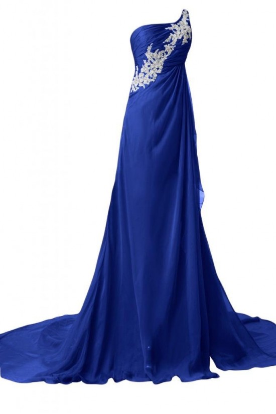 A-Line One-Shoulder Long Blue Chiffon Prom Evening Formal Party Dresses ED010226 A-Line One-Shoulder Long Blue Chiffon Prom Evening Formal Party Dresses ED010226