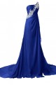 A-Line One-Shoulder Long Blue Chiffon Prom Evening Formal Party Dresses ED010226