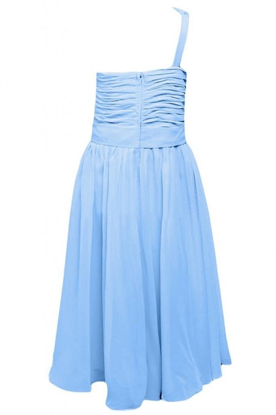 A-Line One-Shoulder Short Blue Chiffon Prom Evening Formal Party Dresses ED010228