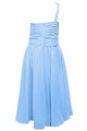 A-Line One-Shoulder Short Blue Chiffon Prom Evening Formal Party Dresses ED010228