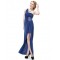 One-Shoulder Beaded Blue Chiffon Prom Evening Formal Party Dresses ED010232
