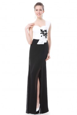 Black White One-Shoulder Long Prom Evening Formal Party Dresses ED010234
