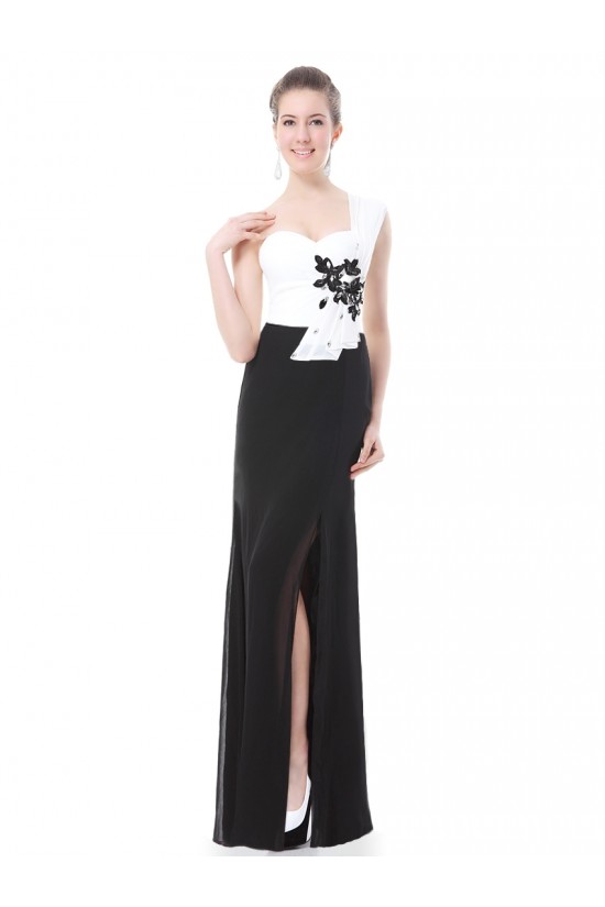 Black White One-Shoulder Long Prom Evening Formal Party Dresses ED010234 Black White One-Shoulder Long Prom Evening Formal Party Dresses ED010234