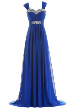 Long Blue Beaded Chiffon Prom Evening Formal Party Dresses ED010239
