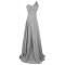 A-Line One-Shoulder Long Silver Chiffon Prom Evening Formal Party Dresses ED010240