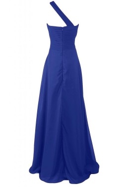 Long Blue Beaded One-Shoulder Prom Evening Formal Party Dresses ED010243
