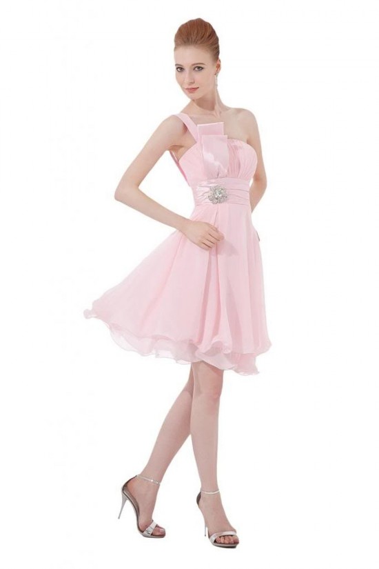 Short Pink One-Shoulder Prom Evening Formal Party Dresses ED010244