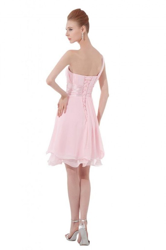 Short Pink One-Shoulder Prom Evening Formal Party Dresses ED010244