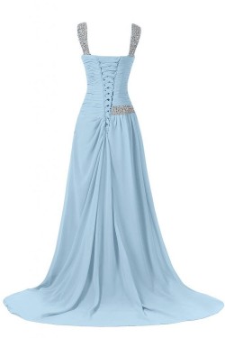 Beaded Long Blue Chiffon Prom Evening Formal Party Dresses ED010247