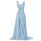Beaded Long Blue Chiffon Prom Evening Formal Party Dresses ED010247