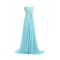 A-Line Sweetheart Beaded Long Blue Chiffon Prom Evening Formal Party Dresses ED010248