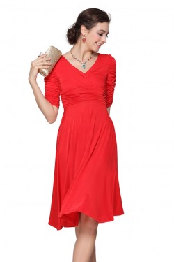 A-Line Short Sleeve Red Prom Evening Formal Party Dresses ED010254