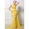 Trumpet/Mermaid One-Shoulder Beaded Long Yellow Chiffon Prom Evening Formal Party Dresses ED010259