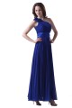 A-Line One-Shoulder Pleated Long Blue Chiffon Prom Evening Formal Party Dresses ED010274