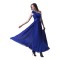 A-Line One-Shoulder Pleated Long Blue Chiffon Prom Evening Formal Party Dresses ED010274