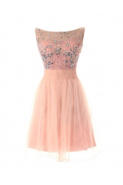 Beaded Short Pink Chiffon Prom Evening Formal Party Dresses ED010283