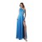 Long Blue One-Shoulder Beaded Chiffon Prom Evening Formal Party Dresses ED010284